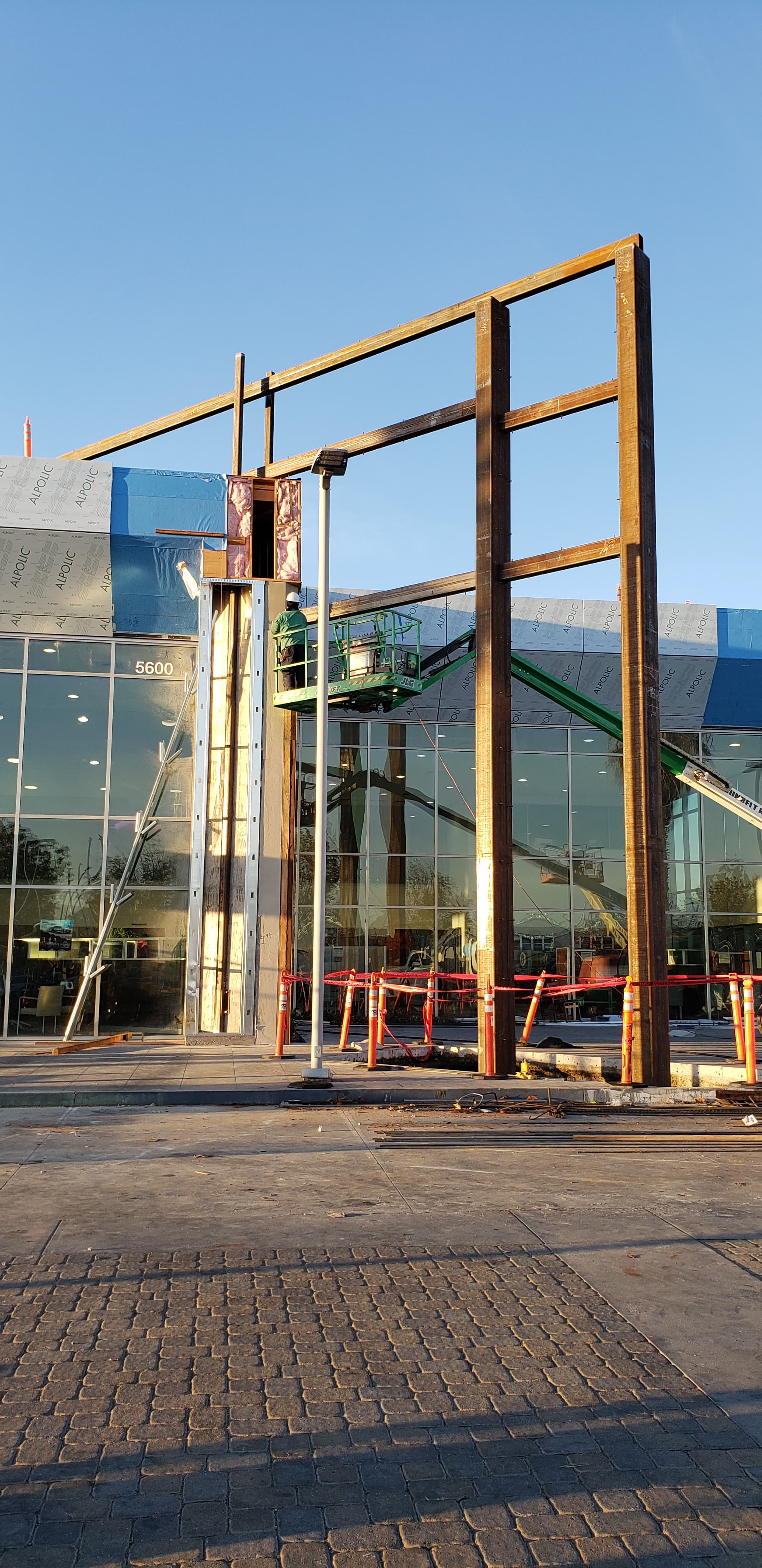 LEXUS OF FREMONT — Storefront canopy steel and entry framing at the dealership's glazed showroom.